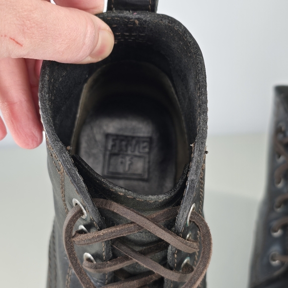 Frye Men’s Black Leather Lace-Up Boots Size 9.5 Heritage Antiqued Style - Picture 11 of 14
